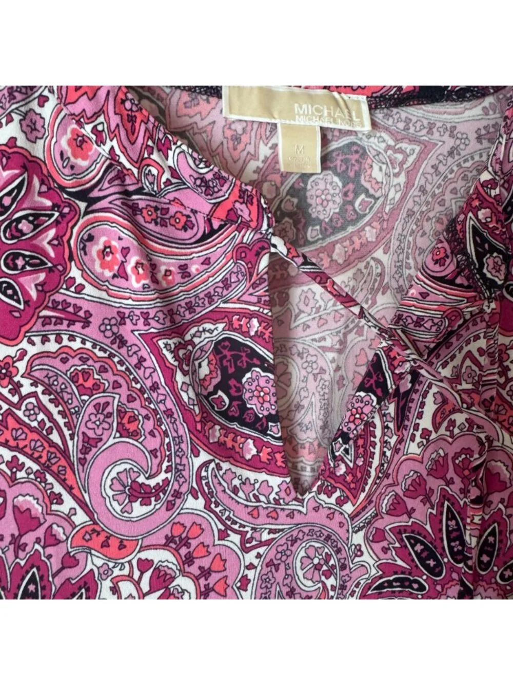 Michael Kors Women Pink Paisley Sleeveless Knee Length Dress Size M